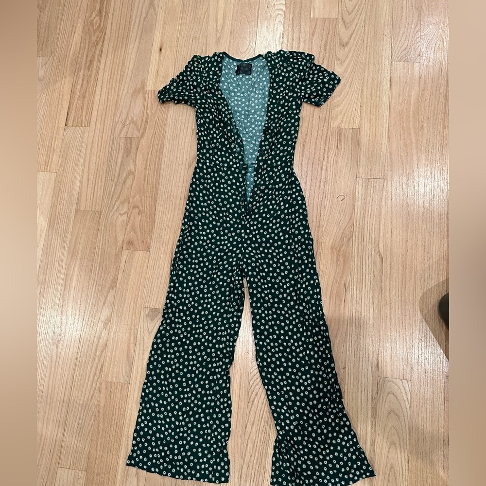 Reformation Green floral Jumpsuit